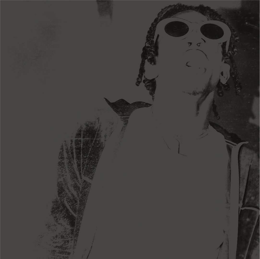 HARLEM in shades looking up, black and white