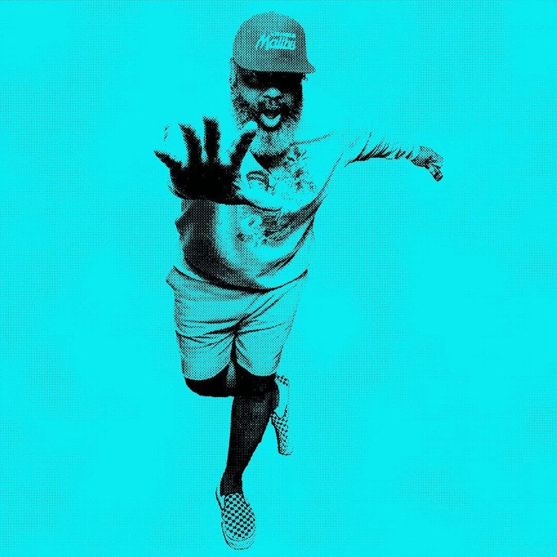 Warhol style portrait in cyan